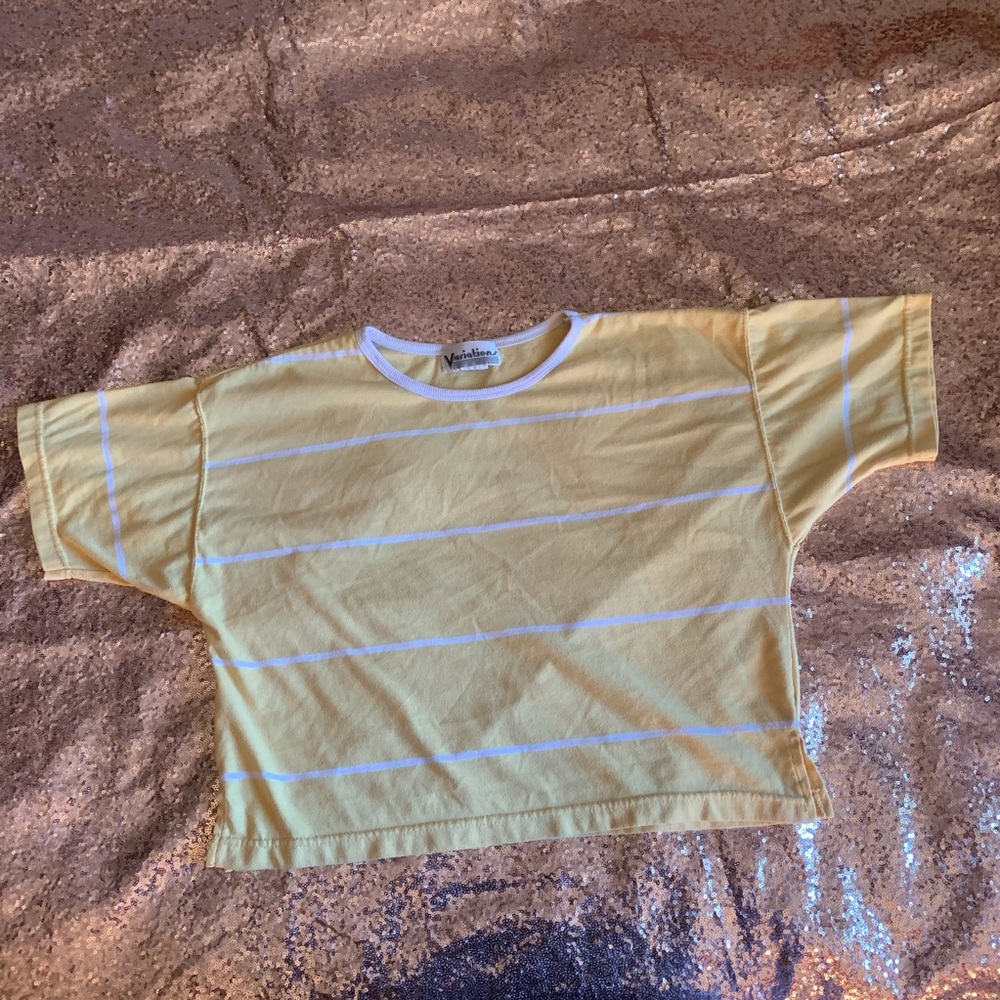 Vintage, yellow and white, cropped, t-shirt